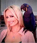 Adriana Karambeu with Mark Steiger's parrots